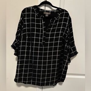 Olivia & Martin Black and White Windowpane Blouse